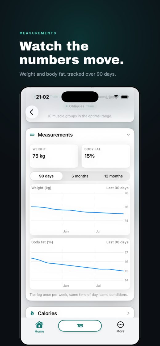 Watch the numbers move, weight and body fat over 90 days