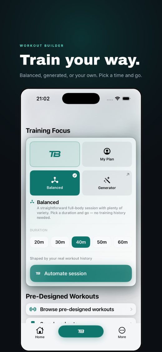 Train your way, Training Focus and duration